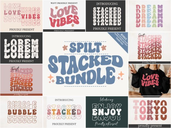 Spilt Stacked Bundle: The Groovy Display Font for Modern Brands